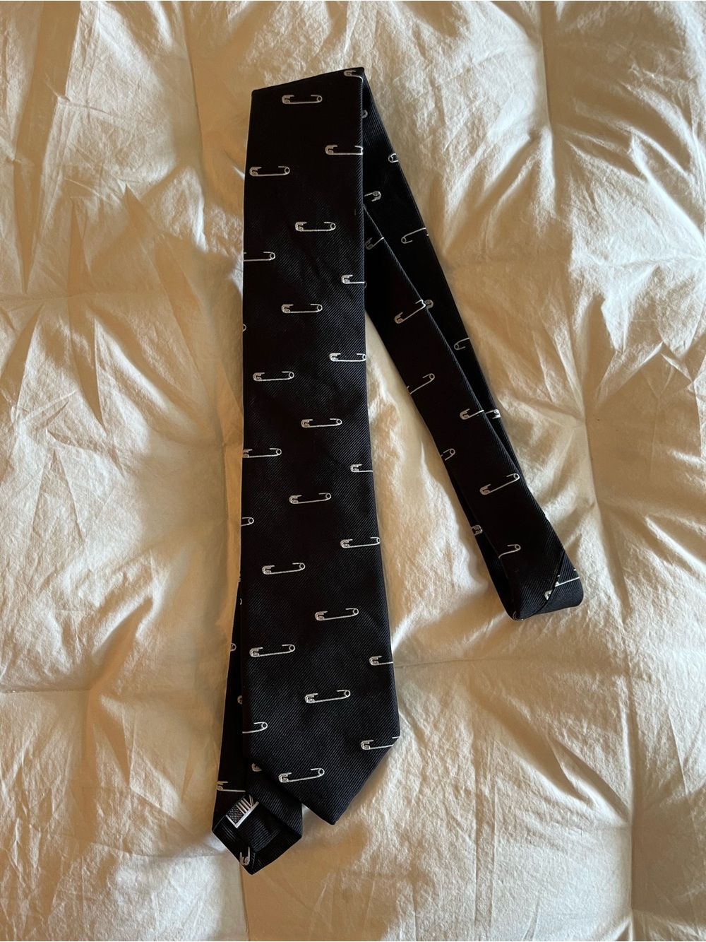 Psycho Bunny Black Safety Pin 100% Silk Tie